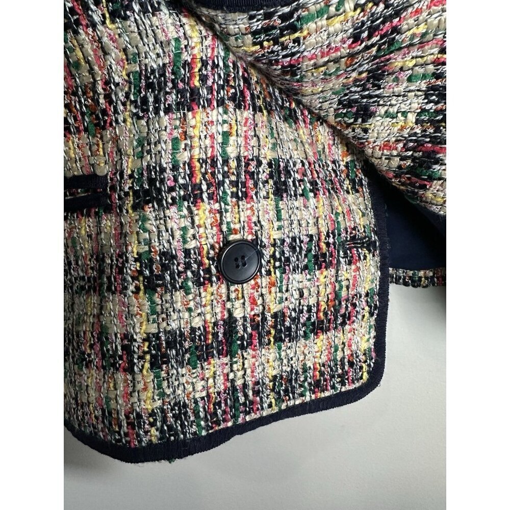 Talbots Jacket Blazer Size 16 Multicolor Tweed Trim Preppy Work Career - Picture 7 of 10